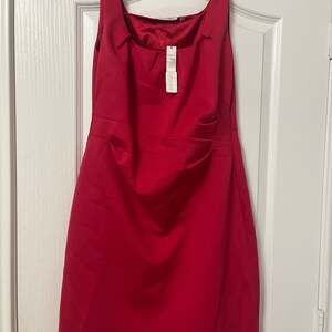 Tahari ASL Lipstick Red Olivia Sleeveless Square Neck Sheath Dress